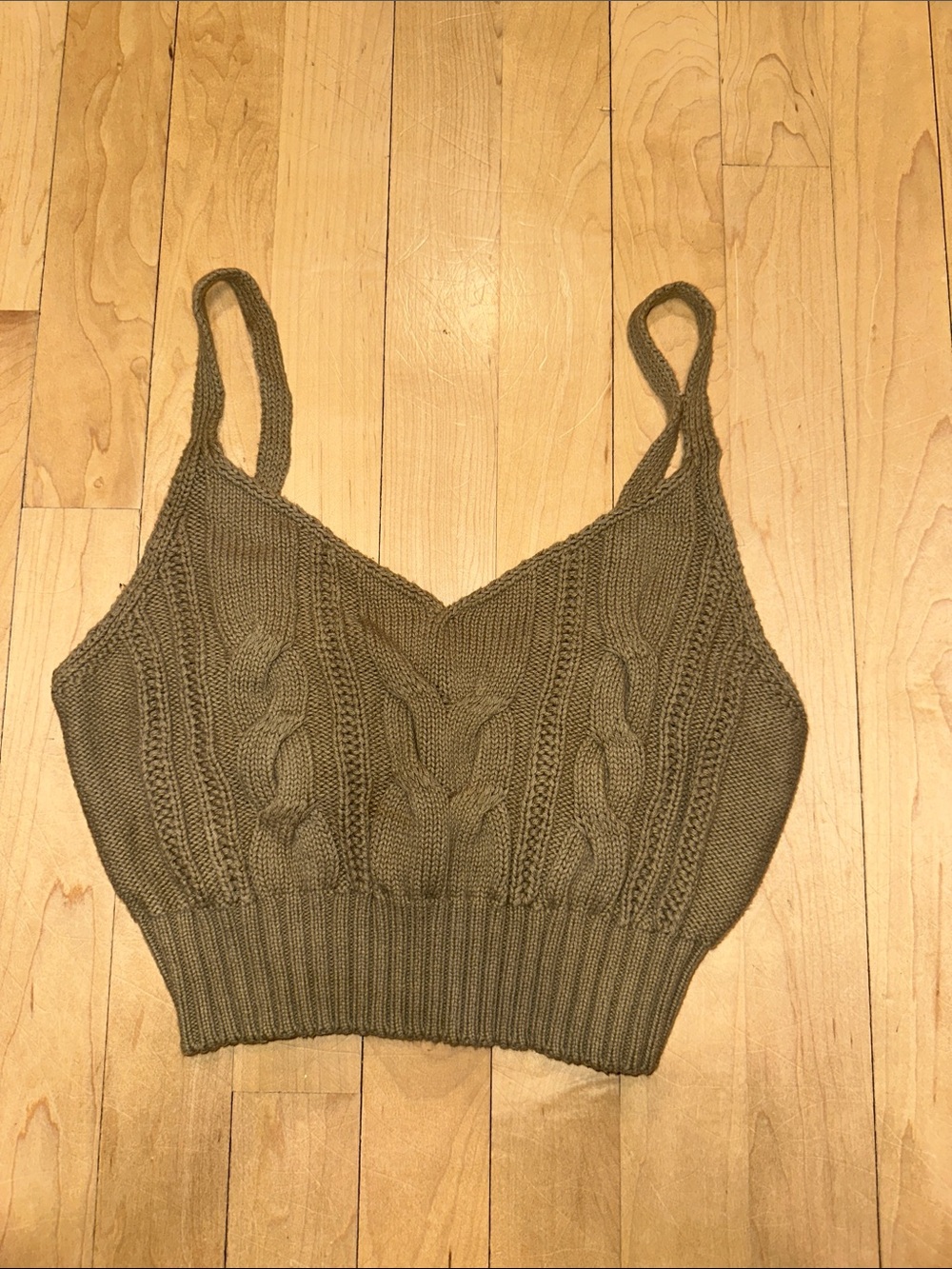 wild fable Olive Green Cable Knit Cropped Tank Top